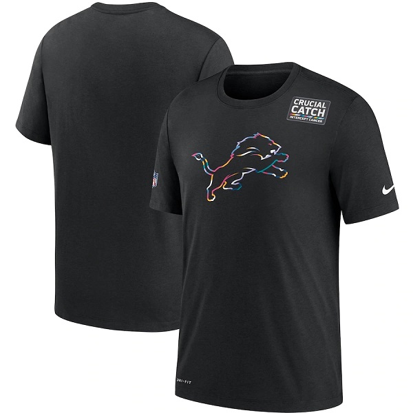 Men's Detroit Lions 2020 Black Sideline Crucial Catch Performance T-Shirt